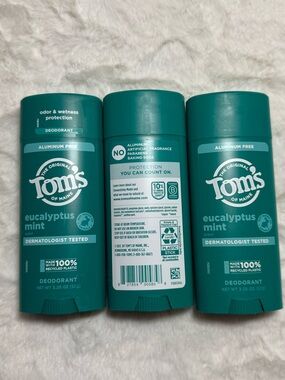 Tom’s of Maine 3 Pack Eucalyptus Mint 3.25oz Aluminum Baking Soda Free
